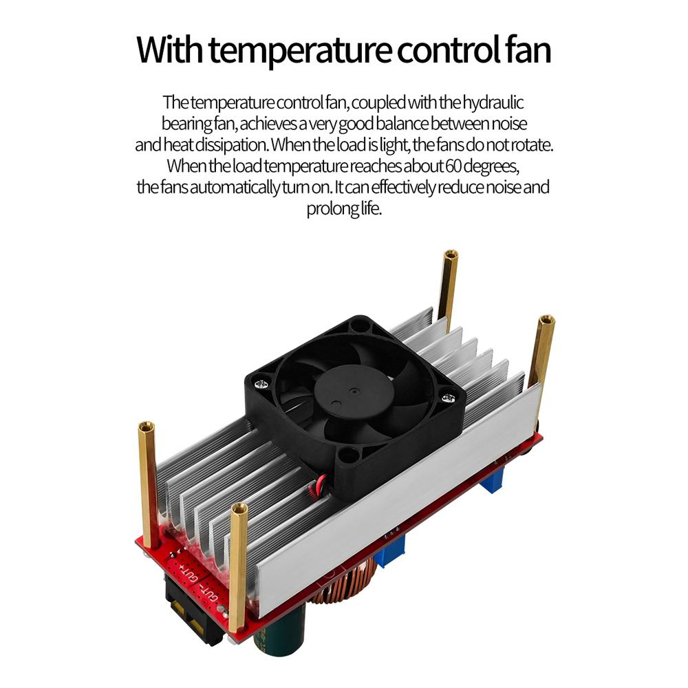 1500W Non-Isolated Boost Constant Current Module DC10-60V Input Voltage 0.8-20A Constant Current Input Low Battery Protections Regulation Function