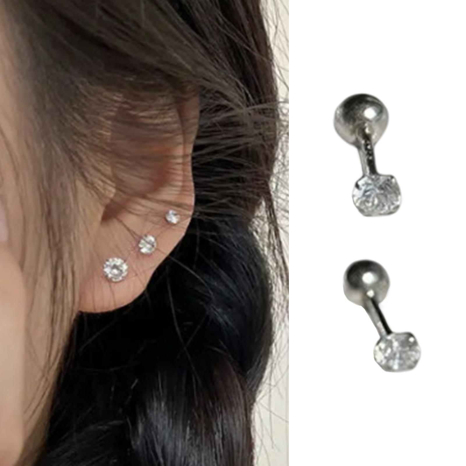 Stud Earrings Barbell Earrings Gifts Jewelry Round Statement Zircon Ear Studs   Ball Studs for Wedding Party Festival Girls Women