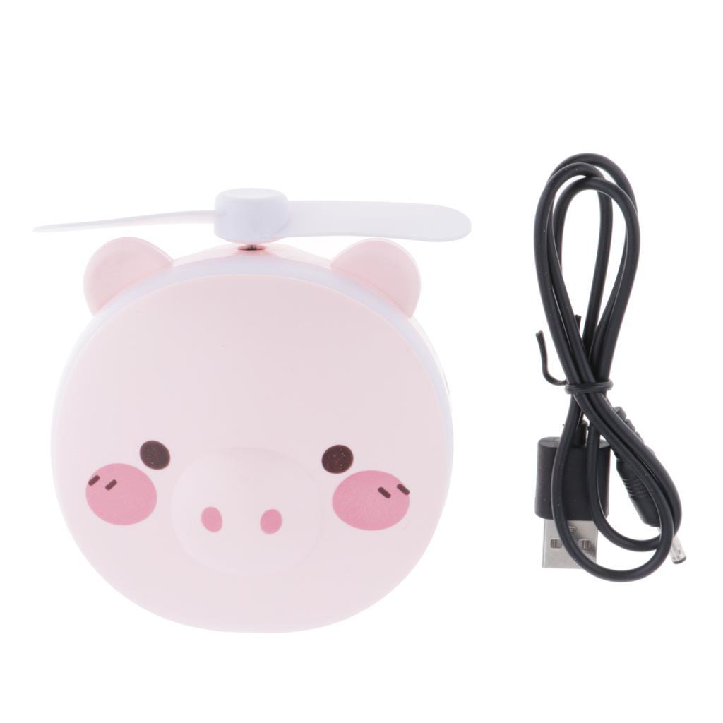 Portable Handheld Fan, USB  Piggy Fan with LED Fill Light Mirror