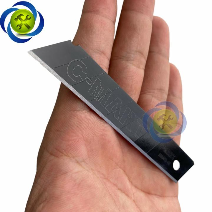Lưỡi dao rọc giấy đen C-Mart A0041D 7 rãnh 10 lưỡi/hộp 100 X 18 X 0.5mm