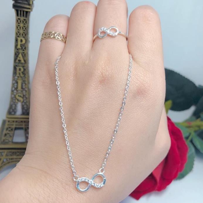 Bộ trang sức nữ trẻ trung 2 món dây chuyền- nhẫn chất liệu bạc ta sáng đẹp ms25