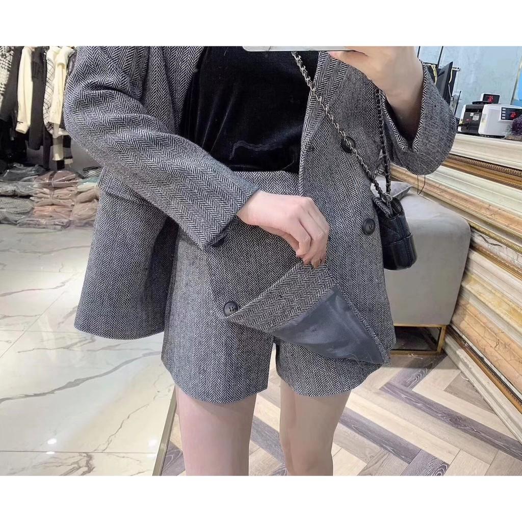 Set Blazer Kèm Quần Gỉa Váy, Áo Vest Dạ Phong Cách Hàn Quốc, Form Chuẩn Mặc Tôn Dáng