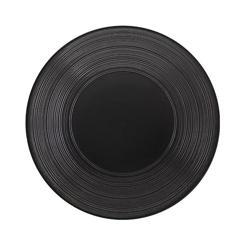 Đĩa sứ decor Size to 30 cm viền rộng Vân xoáy, đĩa Tấm phẳng nhà hàng 2 màu trắng đen