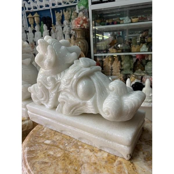 Cặp Tỳ Hưu Chiêu Tài Lộc Đá Cẩm Thạch Trắng - ngang 31cm