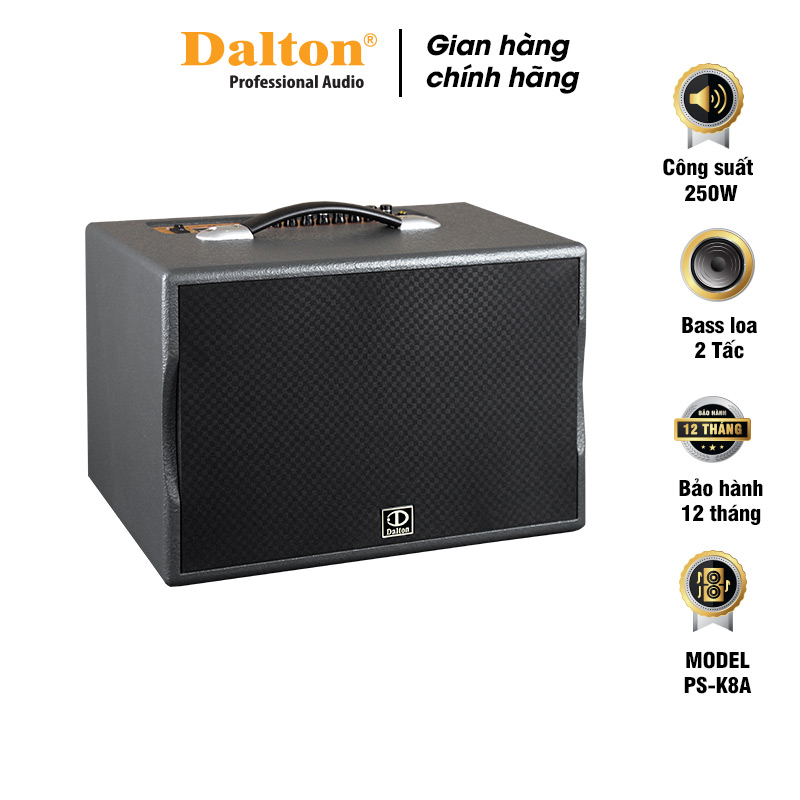 Loa karaoke xách tay Dalton PS-K8A-loa bass 8 inch, công suất 250W Hàng Chính Hãng