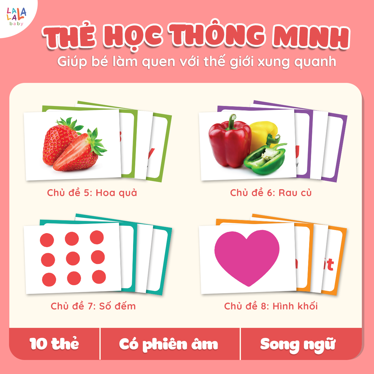 Bộ 100 Thẻ Học Thông Minh Giáo Giục Sớm Song Ngữ Anh Việt Cho Bé Từ 6 Tháng Tuổi