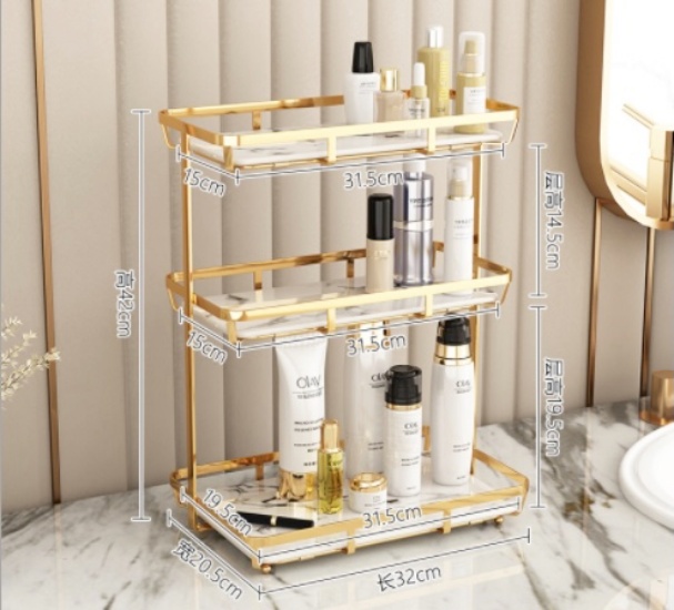 Kệ 3 tầng đựng đồ vật dụng nhà vệ sinh GOLDEN MARBLE BATHROOM RACK