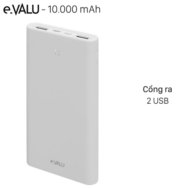 Pin sạc dự phòng Polymer 10.000 mAh Lightning eValu PJ JP189SL - Hàng chính hãng