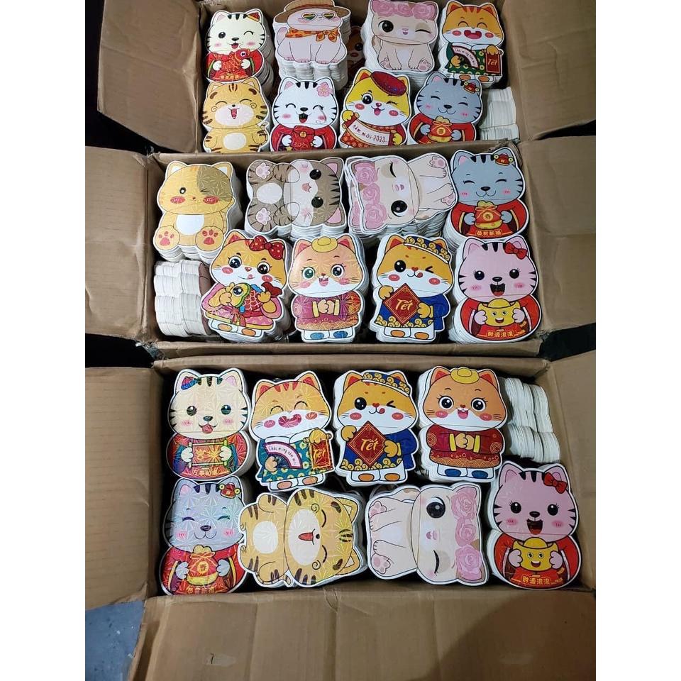 Combo 100 Bao Lì Xì Chibi Bao Lì Xì Hoạt Hình Tết Quý Mão 2023 Phản Quang Lì Xì Chibi Hình Con Mèo Dễ Thương, Độc Lạ