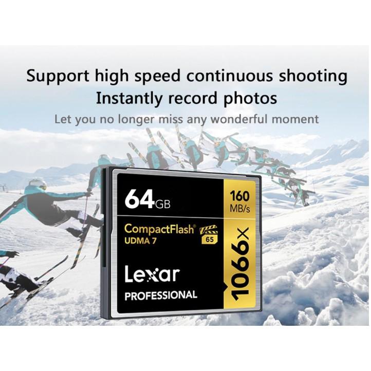 Thẻ nhớ CF Lexar 64GB Pro 1066X 160MB/s - cho máy ảnh chuyên nghiệp, tốc độ cao (Đen, Vàng) - HÀNG CHÍNH HÃNG