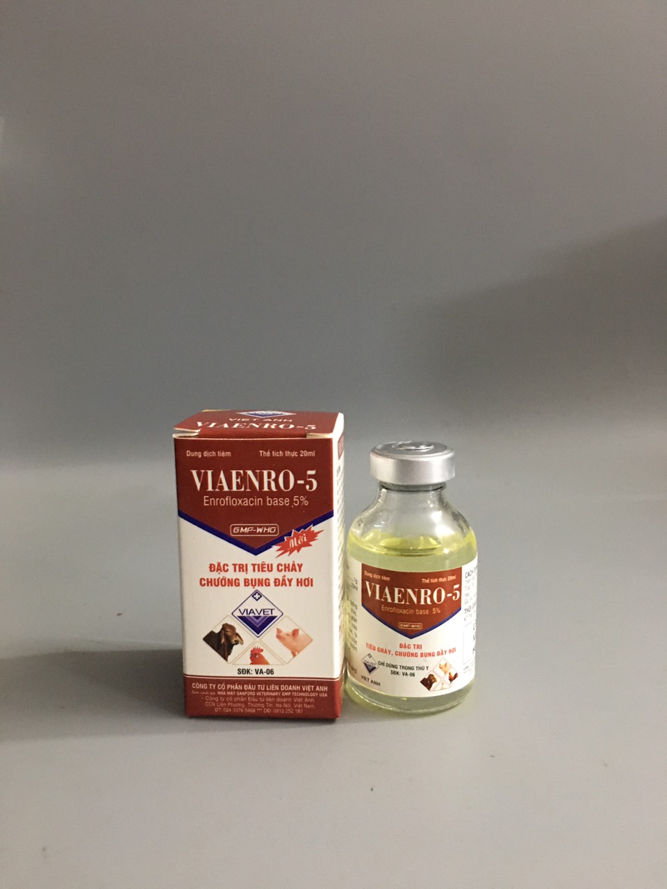 Viaenro 5/enro 5 Việt Anh Chướng bụng, đầy hơi, tiêu chảy ở chó, mèo, lợn, trâu, bò