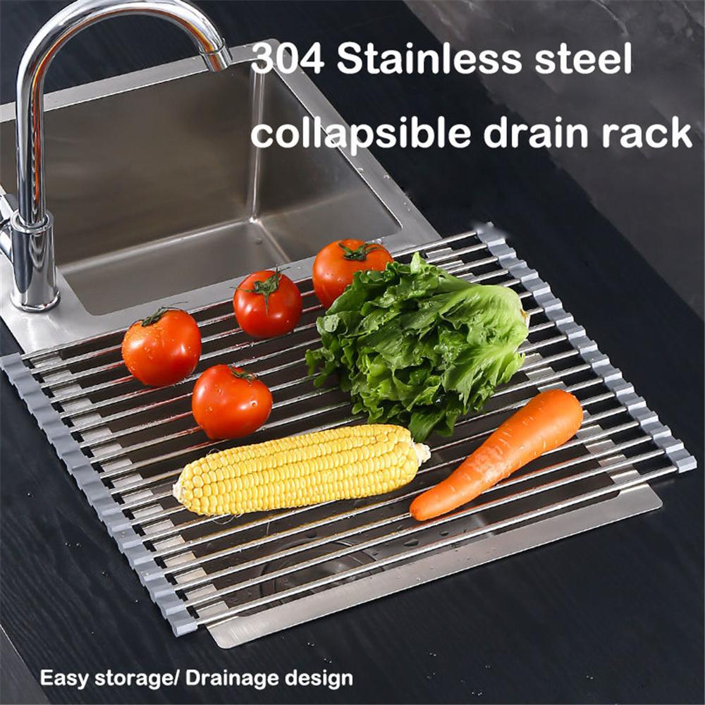 Cuộn Lên Món Ăn Phơi Gấp Gọn Trên Bồn Rửa Chén Giá Thảm Dây Thép Không Gỉ Dành Cho Bồn Rửa Chén Phản Phụ Kiện Nhà Bếp