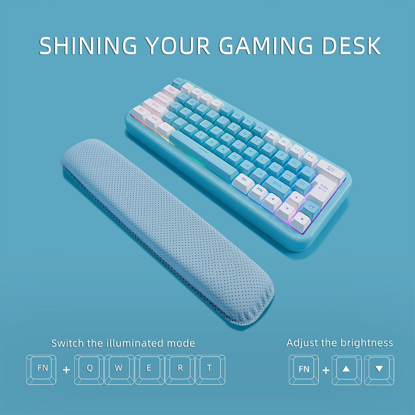 2.4G Wireless Keyboard W/ Wrist Cushion Support 63 Keys for Desktop PC Home Office