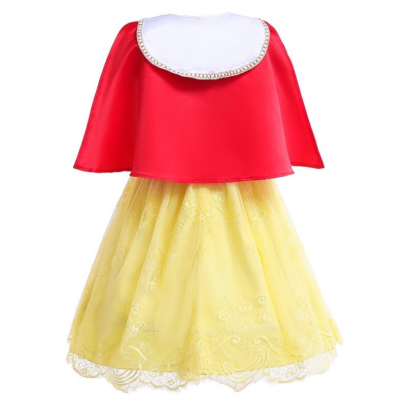 Đầm Công Chúa Bạch Tuyết Cho Bé Gái Chất Liệu Nhung Voan Kiểu Dáng Dài Tay Ngắn, Áo Choàng Rời | HM0222