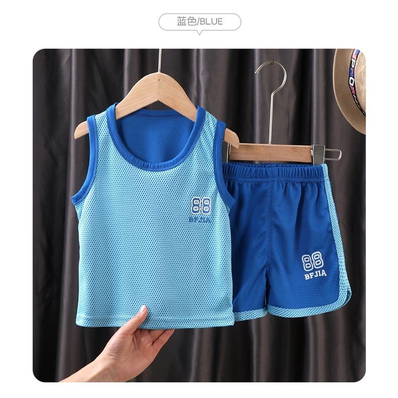 <11-37kg> Bộ ba lỗ thể thao cotton thun lạnh cho bé trai, mát rượi, siêu thấm mồ hôi