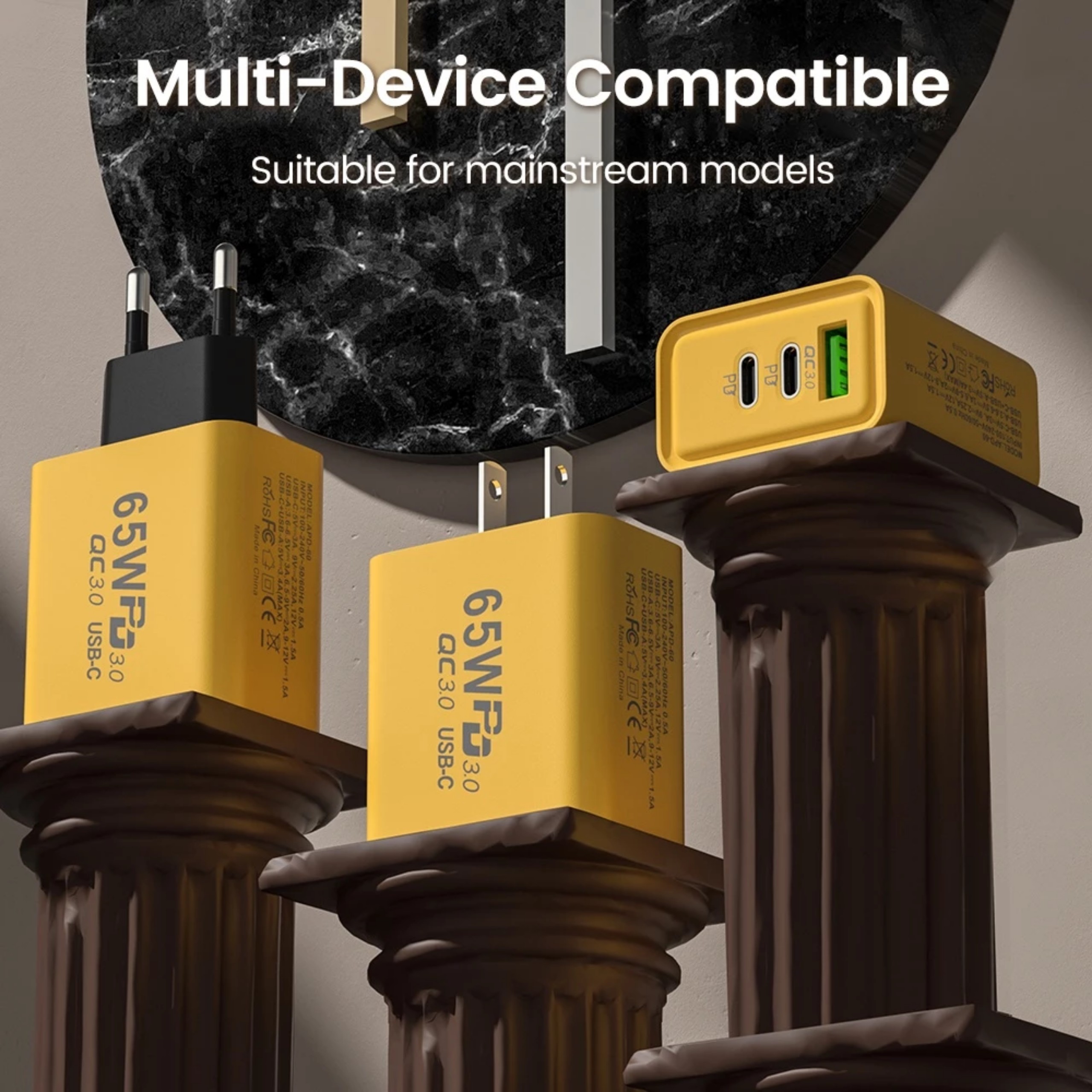 Củ sạc nhanh Elough PD65W cho điện thoại, máy tính bảng gồm 1 cổng USB-A 3.0 và 1 cổng Type-C, hàng nhập khẩu