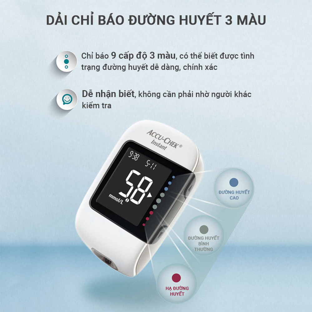 Máy Đo Đường Huyết ACCU-CHEK Instant Đo Được 4 Loại Mẫu Máu, Có Kết Nối Bluetooth - Chưa Có Que Thử