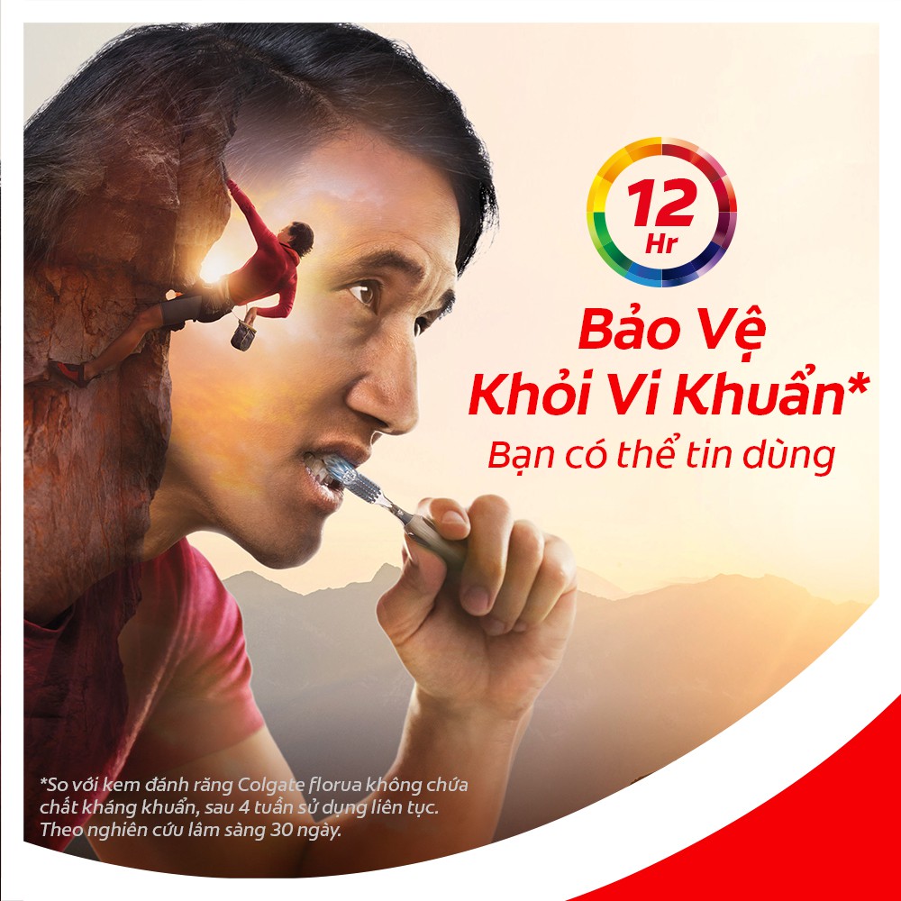 Bộ 3 Kem đánh răng Colgate diệt vi khuẩn Total Clean Mint hương bạc hà bảo vệ toàn diện 12h 170g/tuýp