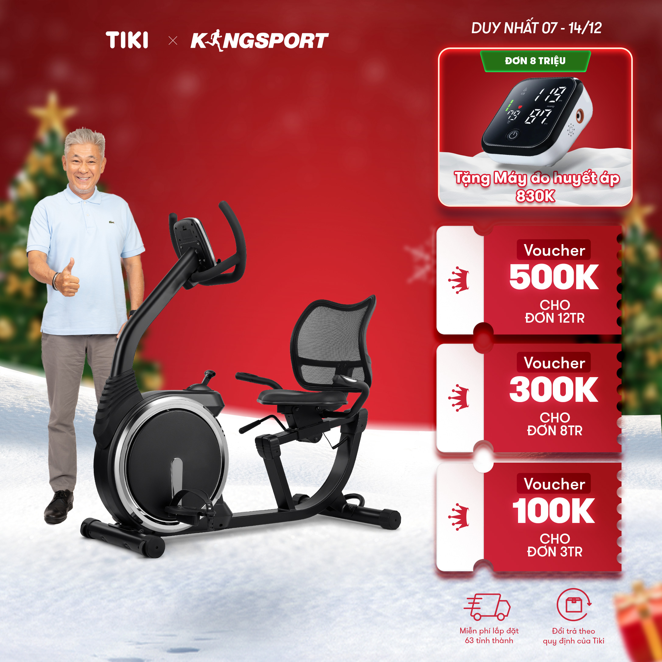 Xe đạp tập thể dục tại nhà KINGSPORT KS-5807 có ghế tựa êm ái, bánh đà kháng từ, tải trọng tối đa lên đến 120kg