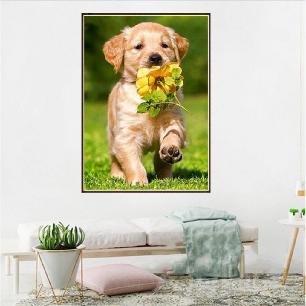 DIY 5D Diamond Painting Embroidery Flower Dog Cross Crafts Stitch Kit Decor