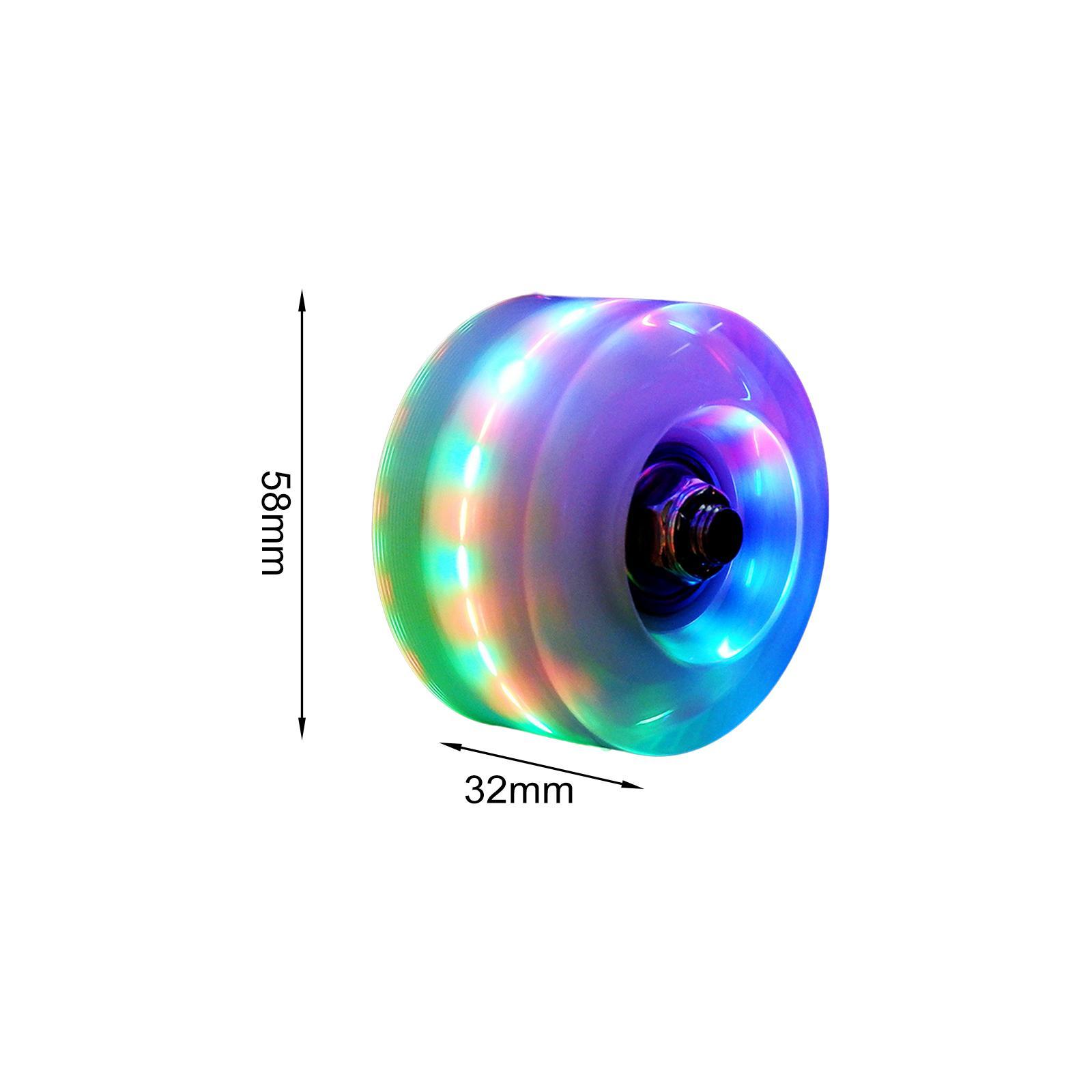 8Pcs Quad Roller Skate Wheels Luminous Skateboard Wheels Stable 32 x 58 mm Quiet Replacement with Bearings, LED Lights for Skateboard Indoor
