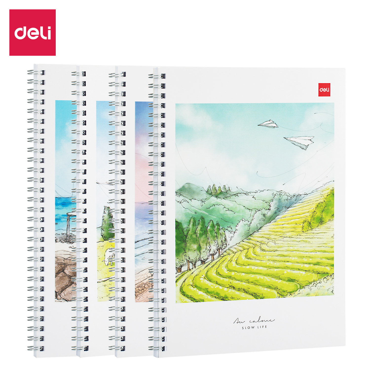 Sổ Tay Ghi Chép Lò Xo Kẻ Ngang B5 Gáy Xoắn 120 Trang Deli - Phù Hợp Làm Sổ Kế Hoach Planner, Viết Nhật Kí, Tập Vở Học Sinh Sổ Tay Văn Phòng - Màu Ngẫu Nhiên - Elb560 Elpb560 - Phong Cảnh - N03 - B5