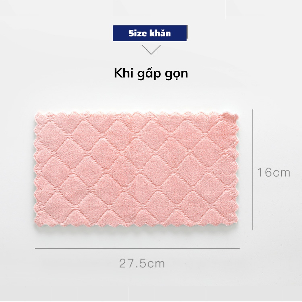 Khăn Lau Bếp 2 Mặt Đa Năng Dày Dặn Siêu Thấm - Lau Bát Đĩa, Bàn Ghế Cỡ Lơn 25cm x 25cm