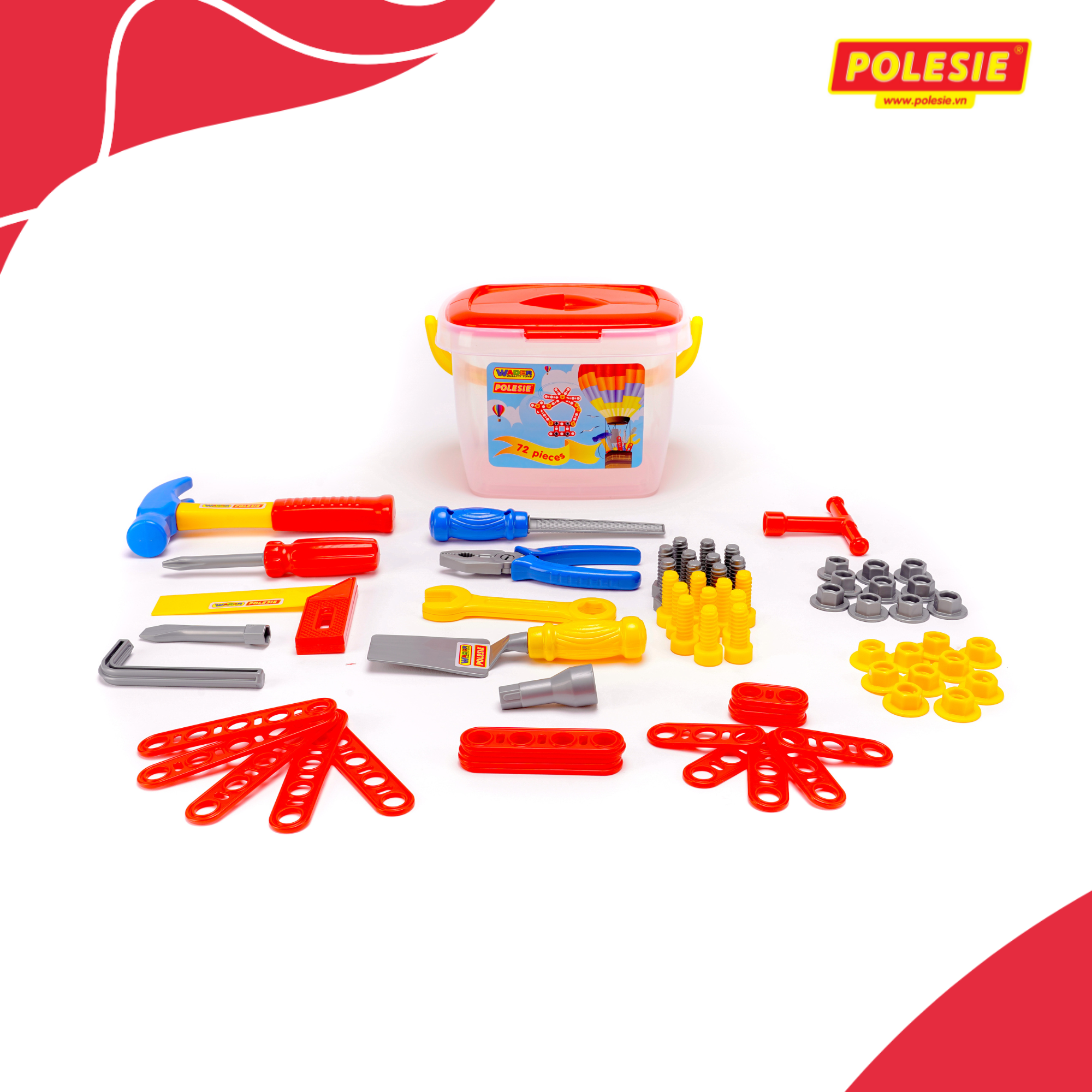 Hình ảnh Hộp đồ chơi dụng cụ kỹ thuật 72 chi tiết - Polesie Toys