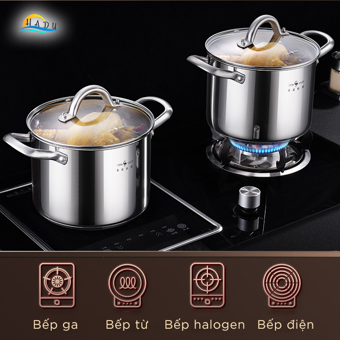 Nồi Luộc Gà Bếp Từ 22cm Inox 304 Cao Cấp Nắp Thủy Tinh Đạt Chất Lượng Đức SSGP