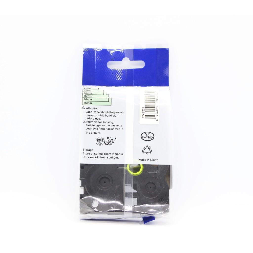 Băng nhãn Brother Nhãn in Hze-221 , 9mm*8m, chữ đen nền trắng, Black on White