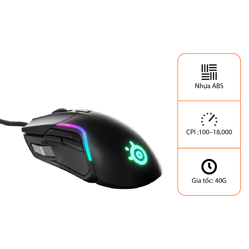 Chuột có dây SteelSeries Rival 5 RGB - Hàng Chính Hãng