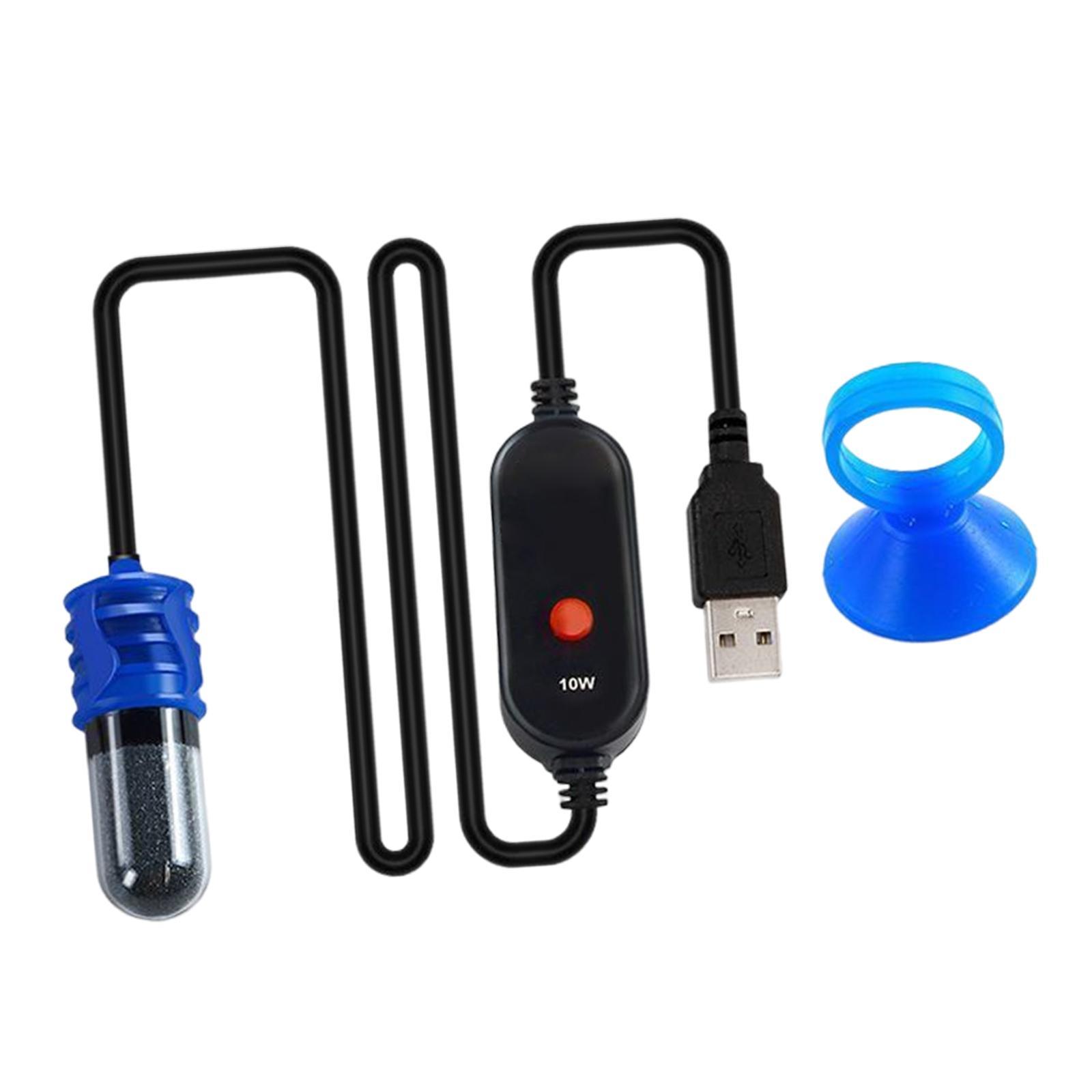 Mini Aquarium Heater Adjustable USB Heating Rod Submersible Thermostat