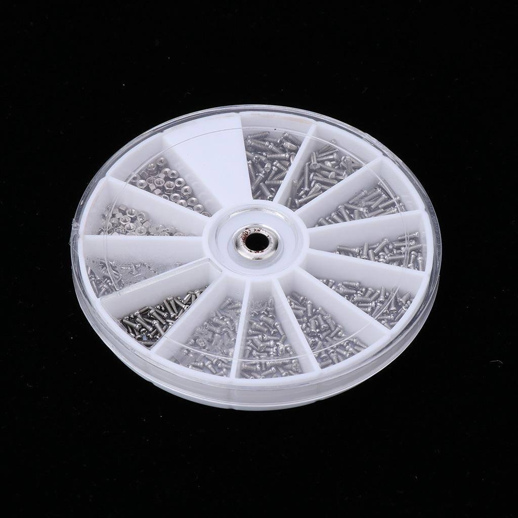 600Pcs in 1 Kit Rivet Heads Screws Nuts Round Plastic Case Stainless Steel