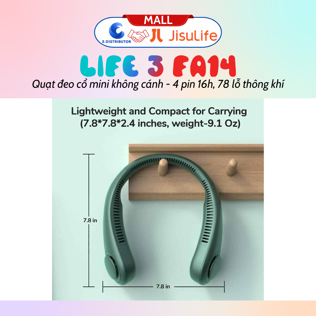 Quạt mini đeo cổ không cánh Jisulife Neck Fan Life 3 FA14 - Hàng chính hãng