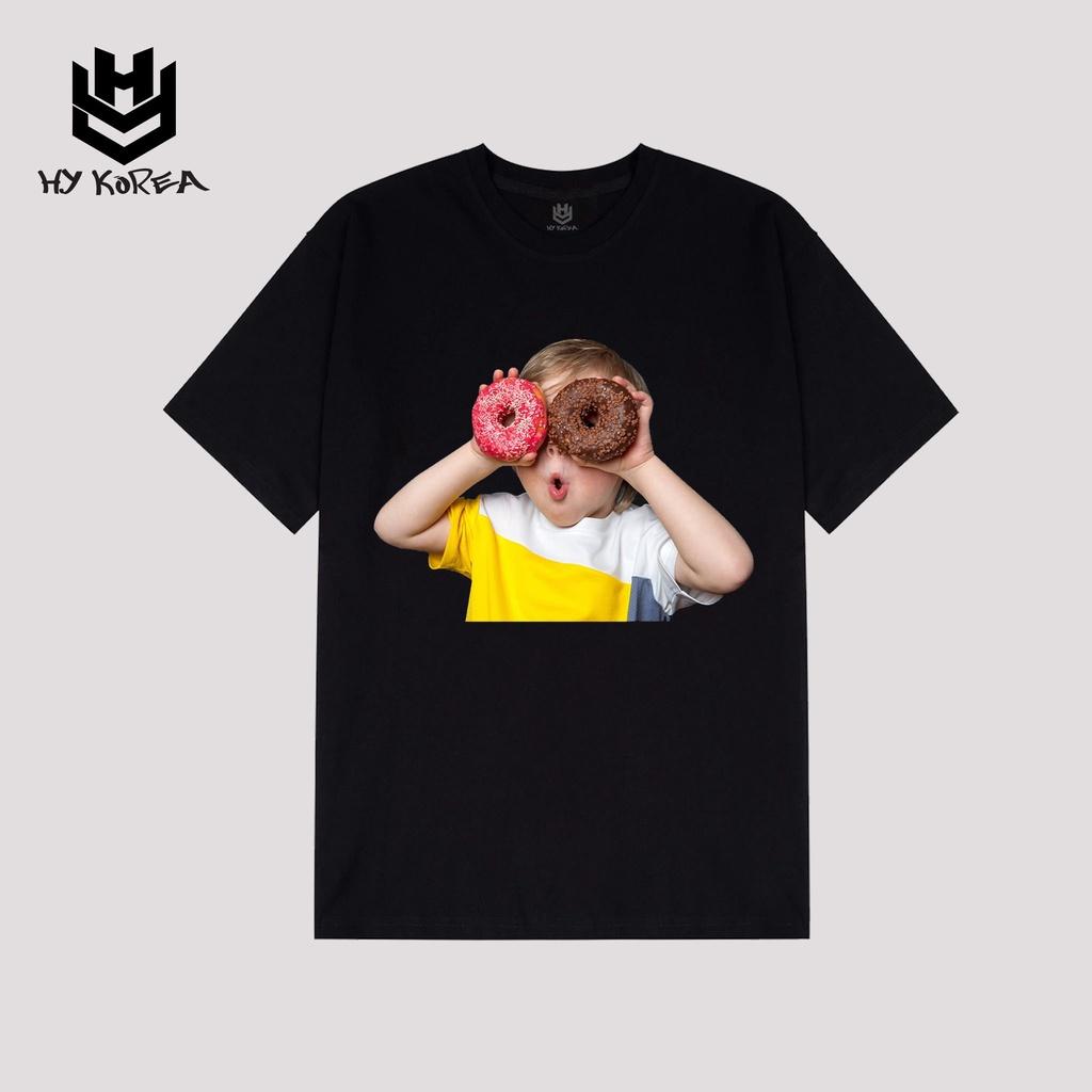 Áo Thun Tay Lỡ HY Korea In Hình Em Be Cầm Bánh 91