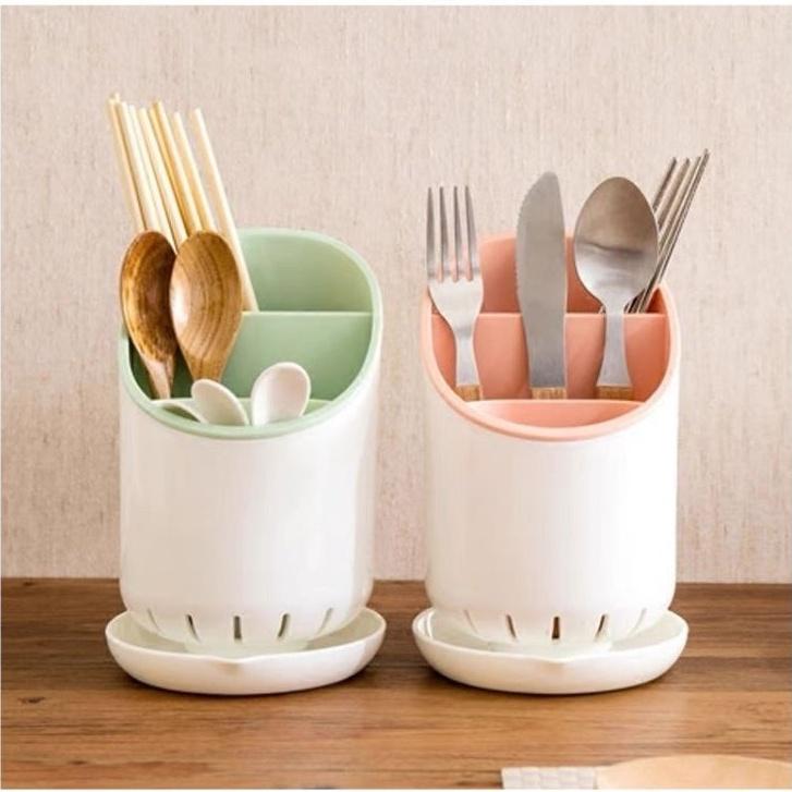 Ống đũa nhựa đựng đũa thìa nhiều ngăn nhựa chắc chắn, dụng cụ nhà bếp tiện lợi