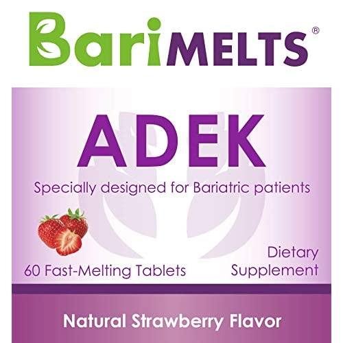 BariMelts ADEK, Dissolvable Bariatric Vitamins, Natural Strawberry Flavor, 60 Fast Melting Tablets