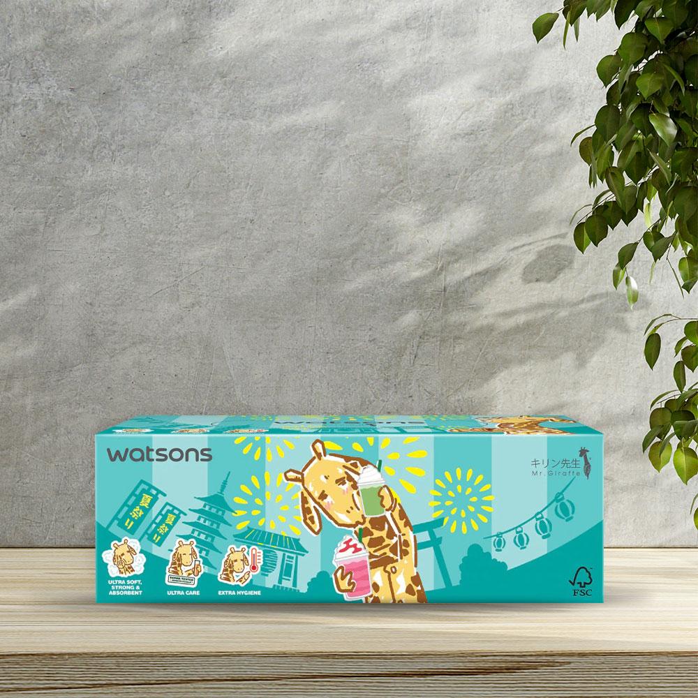 Khăn Giấy Hộp Watsons Velvety Soft Box Tissues (Mr. Giraffe) 3ply x 100sheets