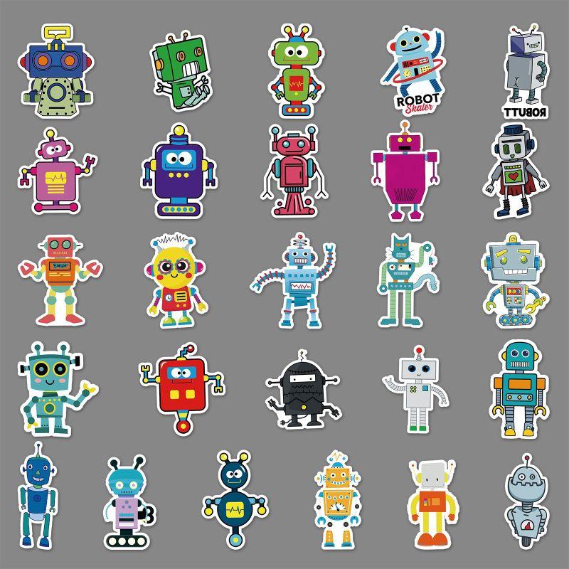 Set 50 hình dán decal robot cho bé, chống thấm nước, dán balo, mũ bảo hiểm,sách vò