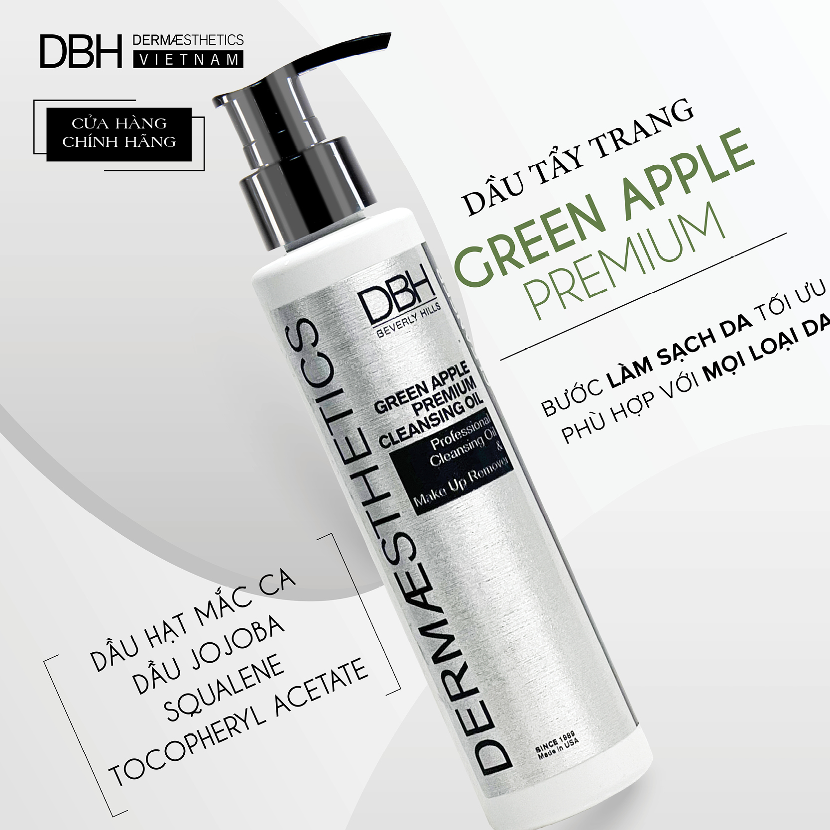 DẦU TẨY TRANG- GREEN APPLE PREMIUM CLEANSING OIL DBH 180ML LÀM SẠCH BỤI BẨN, LỚP MAKEUP