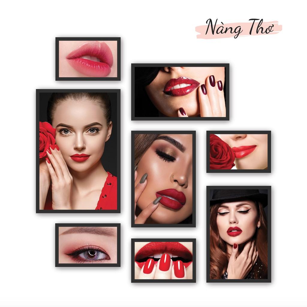 BỘ 8 TRANH CỨNG DÁN TIỆM NAILS, SALON TÓC & PHUN XĂM MÔI MÀY_DECAL VIP
