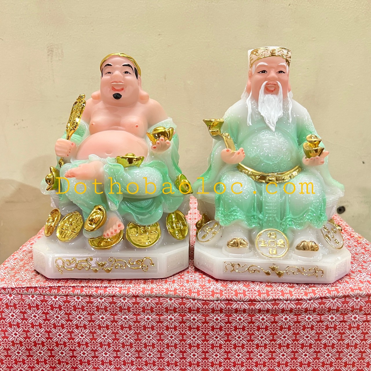 Tượng Thần Tài Thổ Địa đá nhập khẩu cao cấp cao 19cm – Xanh