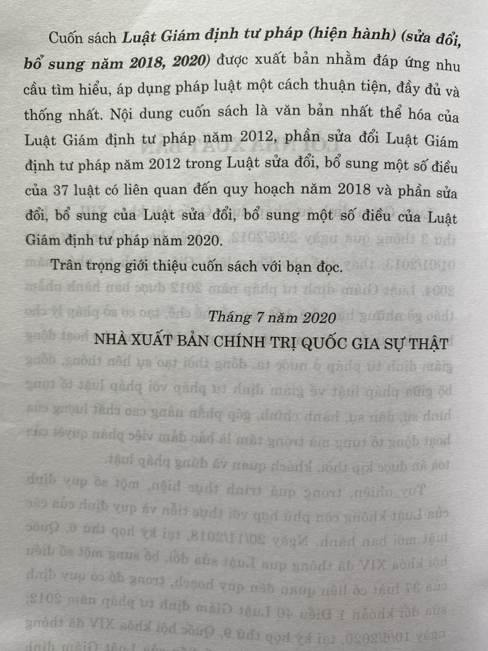 Sách-  Luật Gám Định Tư Pháp ( Hiện hành) ( sửa đổi, bổ sung năm 2018,2020)