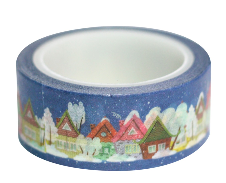 Combo 3 Cuộn Băng Keo Giấy Trang Trí Washi Tape Chủ Đề Giáng Sinh - Xanh Đậm