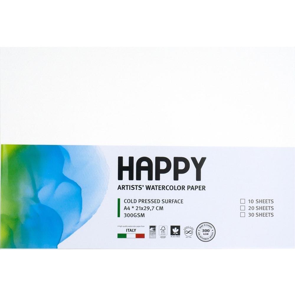 Giấy Happy Watercolor 300 GSM A4 10S HA300A4 (10 Tờ)