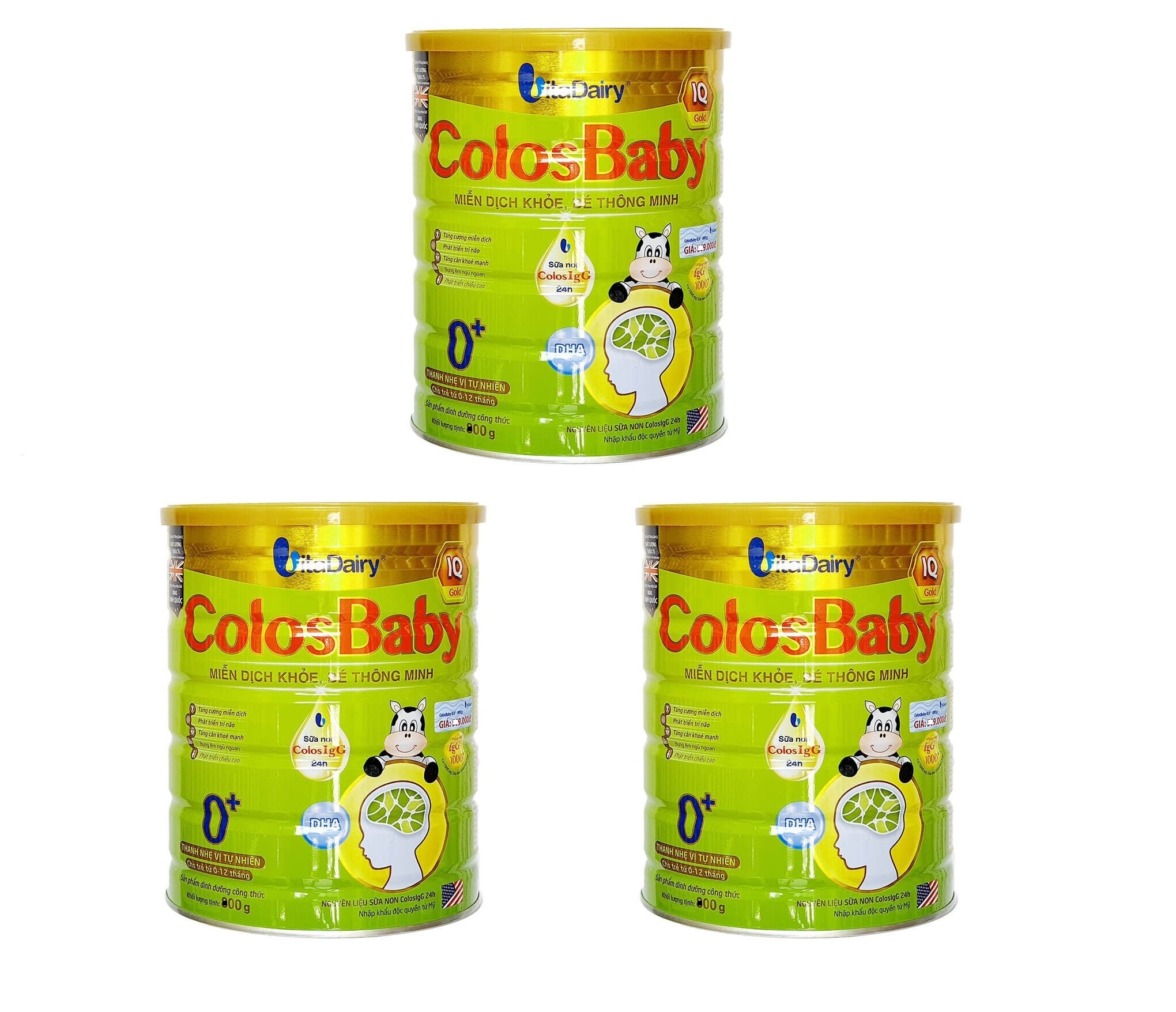 Combo 3 lon Sản Phẩm Dinh Dưỡng Công Thức ColosBaby IQ 0+ lon 800g