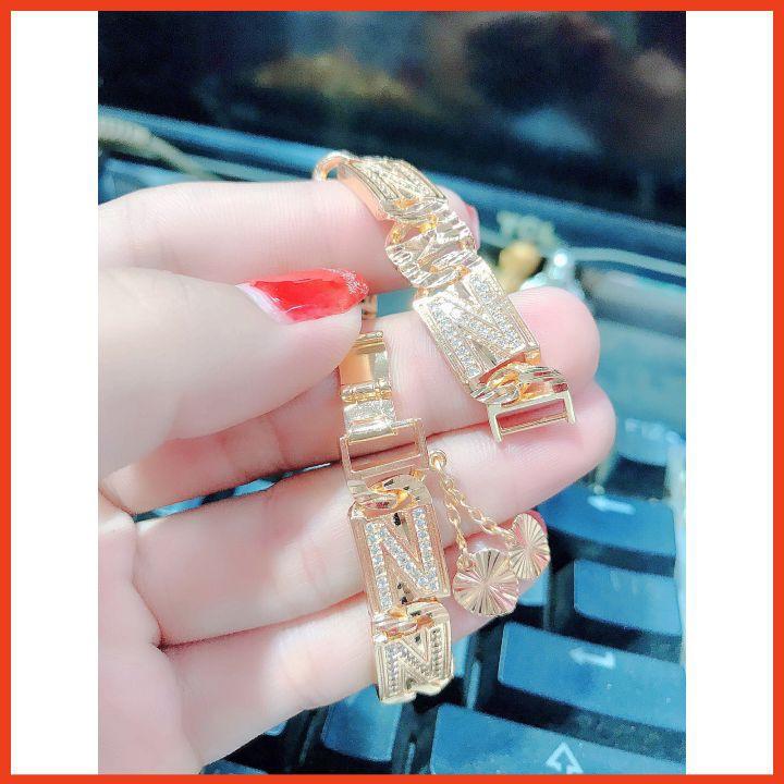 Lắc Tay Nam Chi Tiết Chữ N Đính Đá