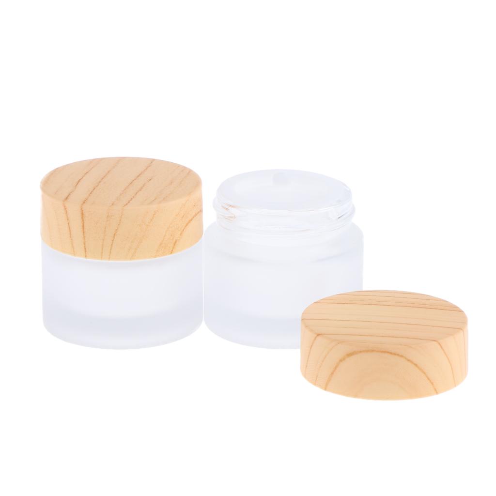 5/10/15/30/50g, Empty, Frosted Glass Pot Jars, Cosmetic Containers, 2pcs
