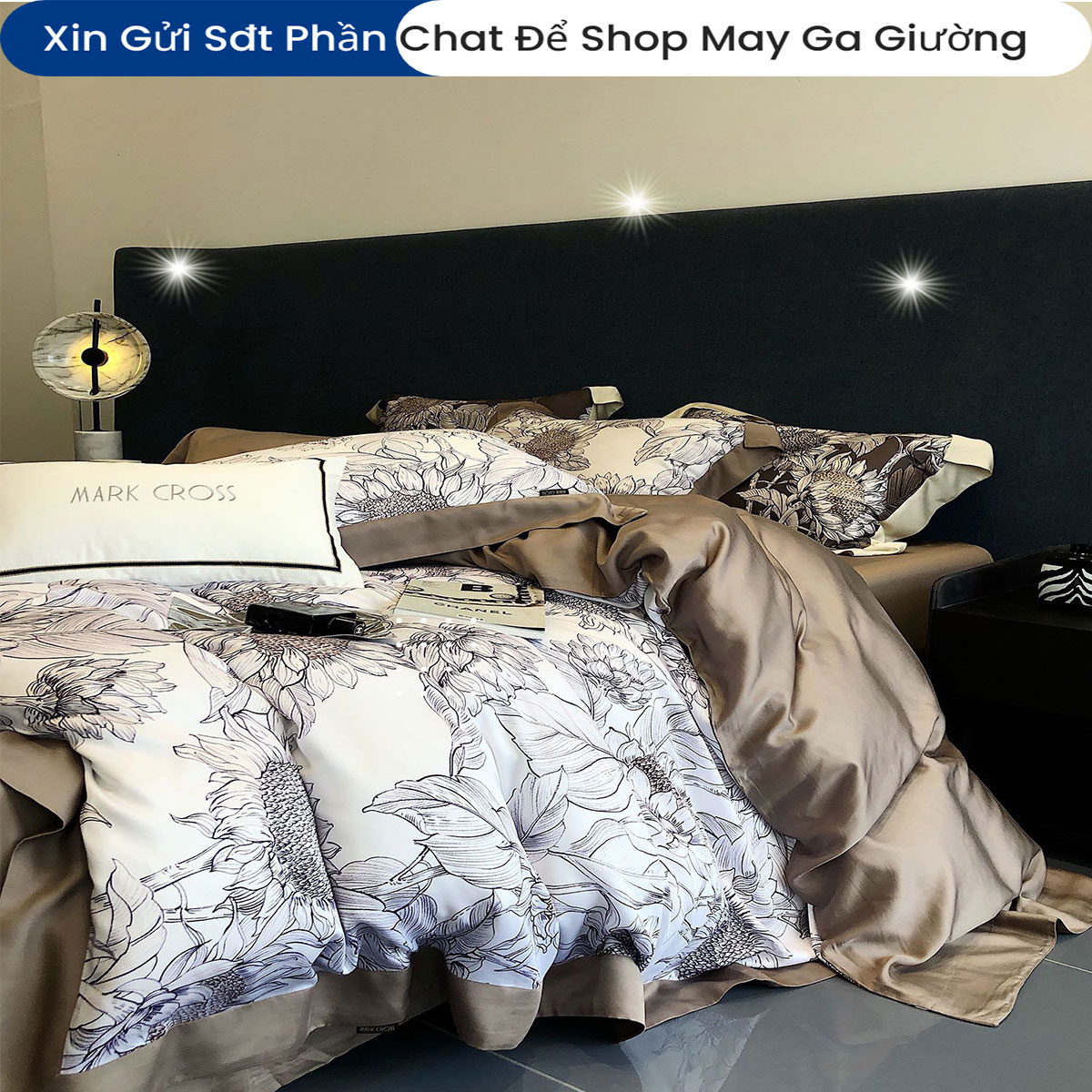 Bộ Chăn Ga Gối Đệm Lụa Tencel 100s Màu Trơn 5 Món Cao Cấp Chăn Chần Bông Lụa Mềm 03