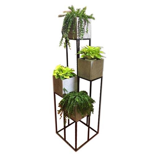 Bộ 4 chậu trồng cây đá ong xám tự nhiên 100% KT 20x20x20cm